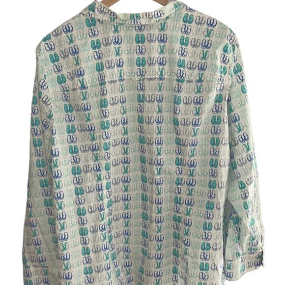 Talbots Button down collared long sleeve Top/Blouse Sandals Flip Flops 🩴 - Picture 2 of 6